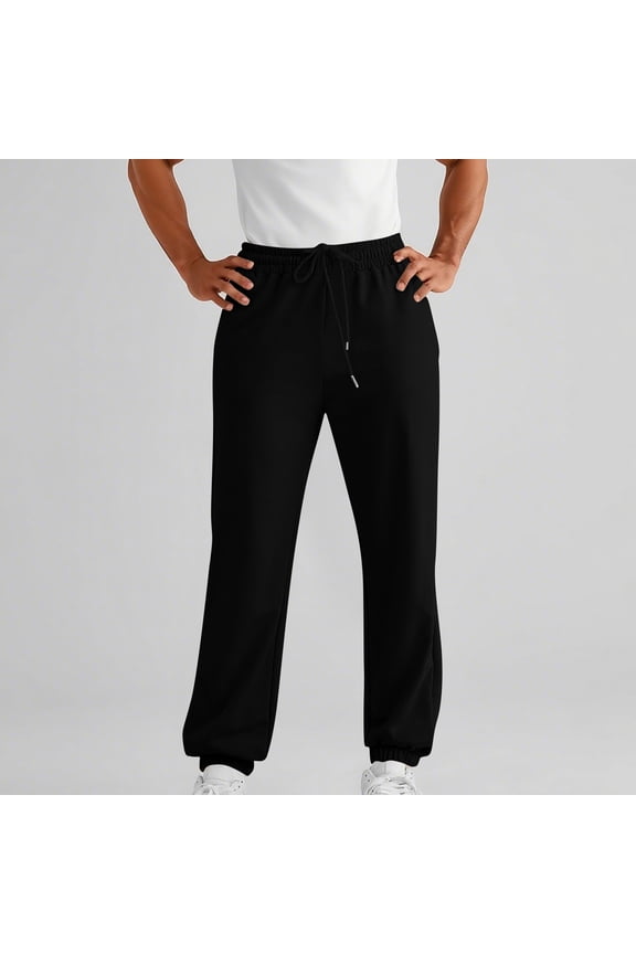 Mens Sweatpants with Pockets Fleece Sweat Jogger Pants Drawstring Athletic Workout Running Sweatpants Elastic Bottom, Size L