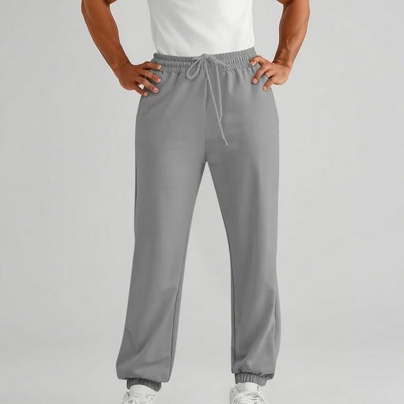 LONKITO Mens Sweatpants with Pockets Fleece Sweat Jogger Pants Drawstring Athletic Workout Running Sweatpants Elastic Bottom, Size L