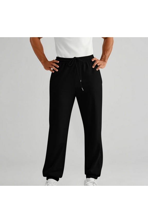 Mens Sweatpants with Pockets Fleece Sweat Jogger Pants Drawstring Athletic Workout Running Sweatpants Elastic Bottom, Size XL