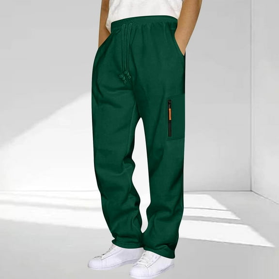 LONKITO Mens Sweatpants with Pockets Baggy Straigh Leg Cargo Sweatpants Open Bottom Casual Work Sports Sweatpants Size L