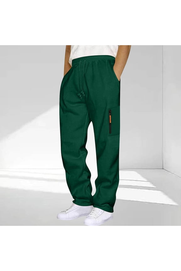 Mens Sweatpants with Pockets Baggy Straigh Leg Cargo Sweatpants Open Bottom Casual Work Sports Sweatpants Size L