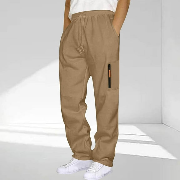 LONKITO Mens Sweatpants with Pockets Baggy Straigh Leg Cargo Sweatpants Open Bottom Casual Work Sports Sweatpants Size XXL