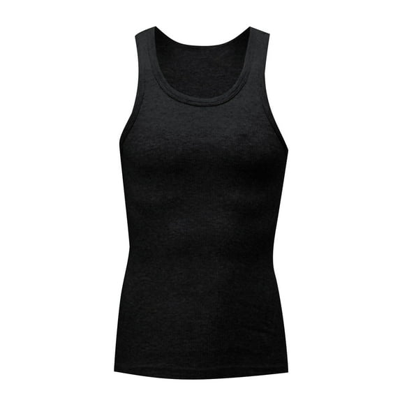 LONKITO Mens Undershirts, Lightweight Thin Gym Tank Tops Fitness Athletic Workout Shirts, Black Size L