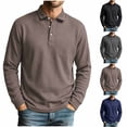 thumbnail image 1 of LONKITO Polo Shirts for Men Waffle Long Sleeve Pullover Shirts with Collar Button Casual Fall Clothes, 1 of 7