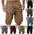 thumbnail image 1 of LONKITO Mens Cargo Shorts Elastic Waist Outdoor Fishing Hiking Shorts with Pockets Solid Color Casual Workwear for Fashion New Arrivals, Size M, 1 of 7