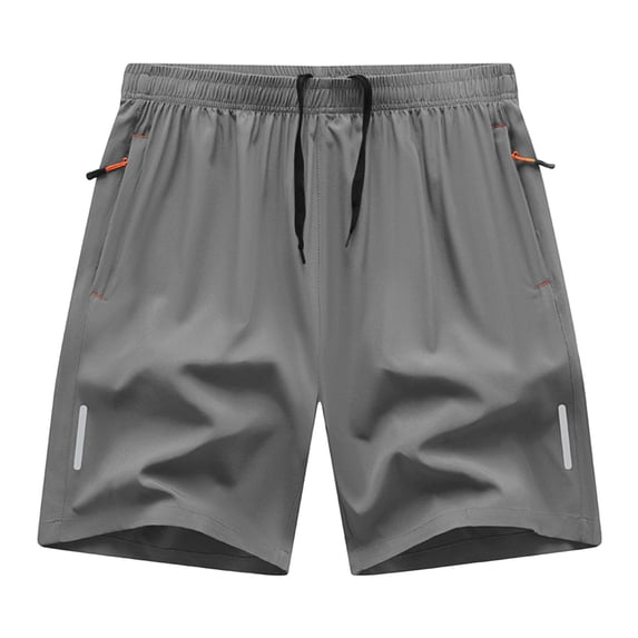 LONKITO Summer Mens Shorts Elastic Waist Lightweight Running Shorts with Zipper Pockets for Casual Athletic Beach, Size L