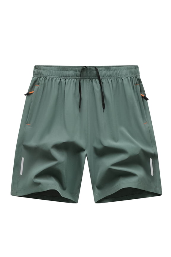 Summer Mens Shorts Elastic Waist Lightweight Running Shorts with Zipper Pockets for Casual Athletic Beach, Size L