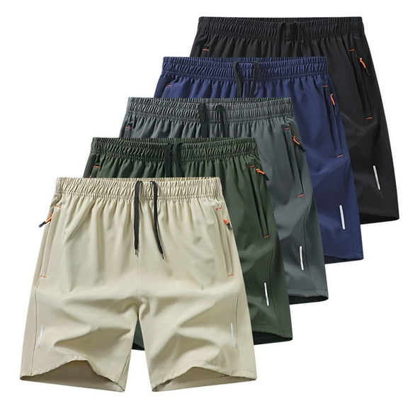 LONKITO Summer Mens Shorts Elastic Waist Lightweight Shorts with Zipper Pockets for Gym Outdoor Beach, Size L