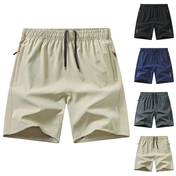 LONKITO Summer Mens Shorts Elastic Waist Lightweight Running Shorts with Zipper Pockets for Casual Athletic Beach, Size M
