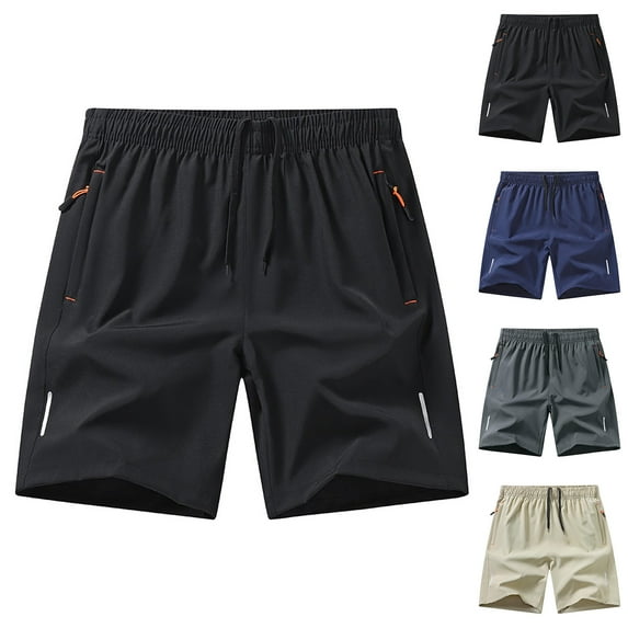 LONKITO Summer Mens Shorts Elastic Waist Lightweight Shorts with Zipper Pockets for Gym Outdoor Beach, Size XXL