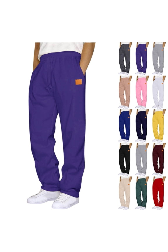 Mens Sweatpants with Pockets Open Bottom Running Athletic Workout Sweat Jogger Pants Straigh Leg Casual Sweatpants, Size 3XL
