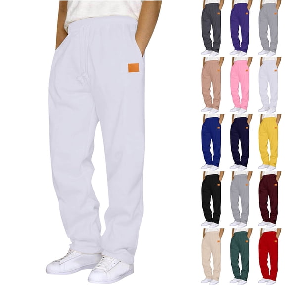 LONKITO Mens Sweatpants with Pockets Open Bottom Running Athletic Workout Sweat Jogger Pants Straigh Leg Casual Sweatpants, Size 3XL