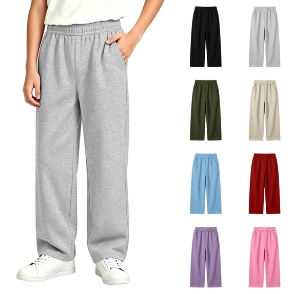 LONKITO Teen Boys Sweatpants with Pockets Casual Sports Fleece Pants|Open Bottom, Straigh Leg, Elastic Waist, Size 12-13 Years