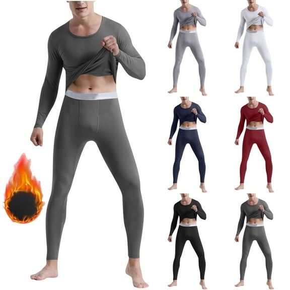 LIBRCLO Thermal Underwear for Men Fleece Lined Warm Long Johns Loungewear Shirts and Pants Outfit Sets Fall Winter Clothes