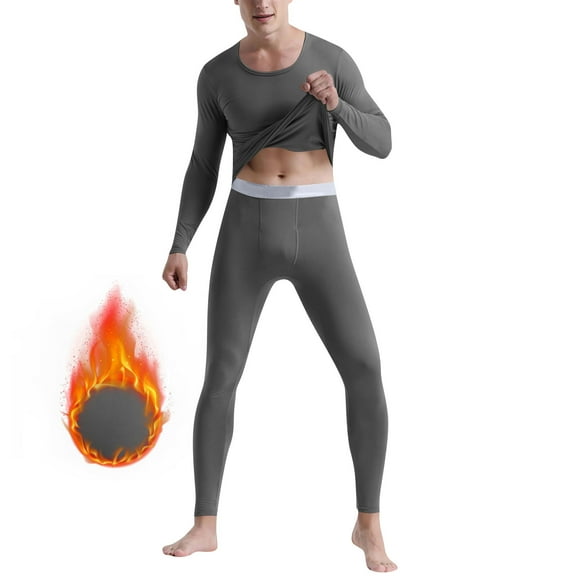 LONKITO Thermal Underwear for Men Fleece Lined Warm Long Johns Loungewear Shirts and Pants Outfit Sets Fall Winter Clothes