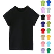 LONKITO Toddler Boys Girls Casual T-Shirt - Kids Short Sleeve Crew Neck Tops