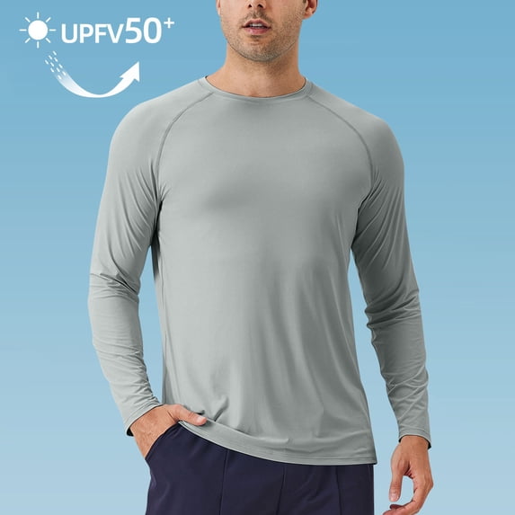 LONKITO UPF 50+ Long Sleeve Shirts for Men Sunscreen UV Sun Protection T Shirts for Workout Fishing Hiking Sports Size M