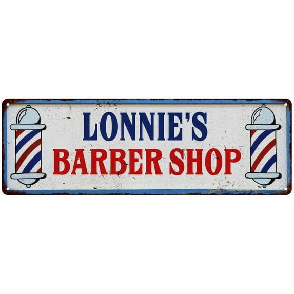 LONNIE'S Barber Shop Hair Salon Metal Sign Retro 6x18 106180031310