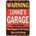 thumbnail image 1 of LONNIE'S Garage Warning Man Cave Wall Decor 8 x 12 High Gloss Metal 208120030247, 1 of 1