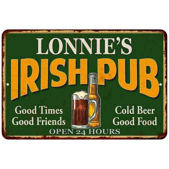 LONNIE'S Irish Pub Beer Metal Sign Bar Decor 8x12 208120013247