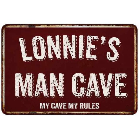 LONNIE'S Man Cave Red Grunge Gift Sign Metal 12x18 Decor 208120003315
