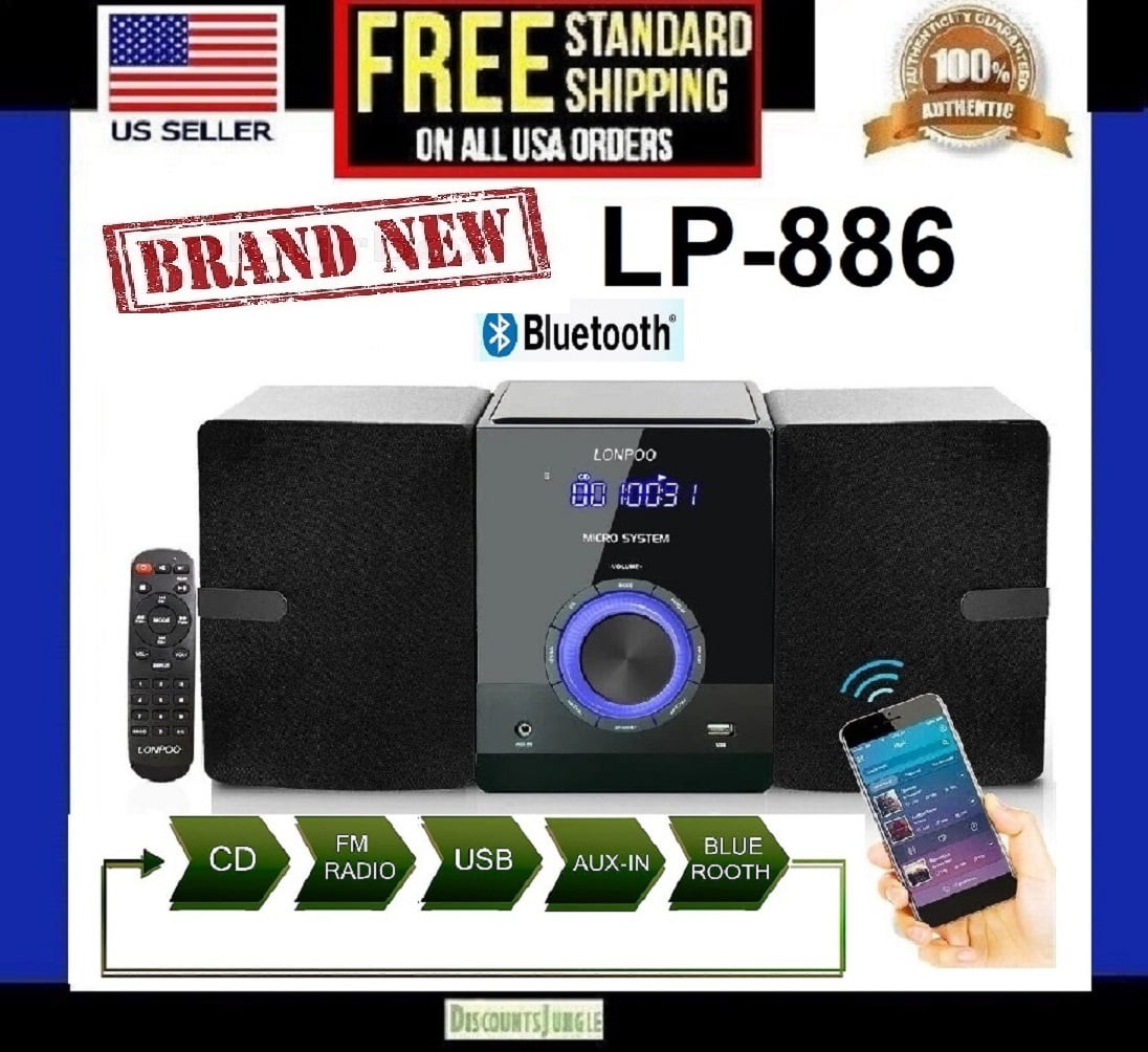 新品！LONPOO CD/CD-R/CD-RW/MP3ミニコンポ　LP-886 LONPPO LP886 Bluetooth Shelf Music System with CD Player