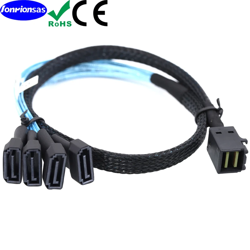 LONRIONSAS#Internal Mini SAS HD SFF-8643 cord to 4 SATA 7P male server cable