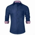 thumbnail image 1 of LONSSA Men's Long Sleeve Denim Shirts Stretch Casual Button Down Shirt with Pocket, 1 of 8