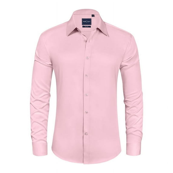 LONSSA Men's Long Sleeve Dress Shirts Stretch Stain Shield Casual Button Down Shirts