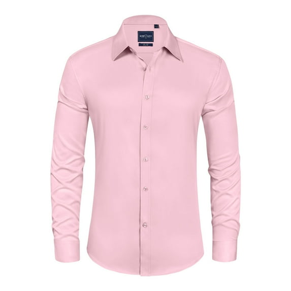 LONSSA Men's Long Sleeve Dress Shirts Stretch Stain Shield Casual Button Down Shirts