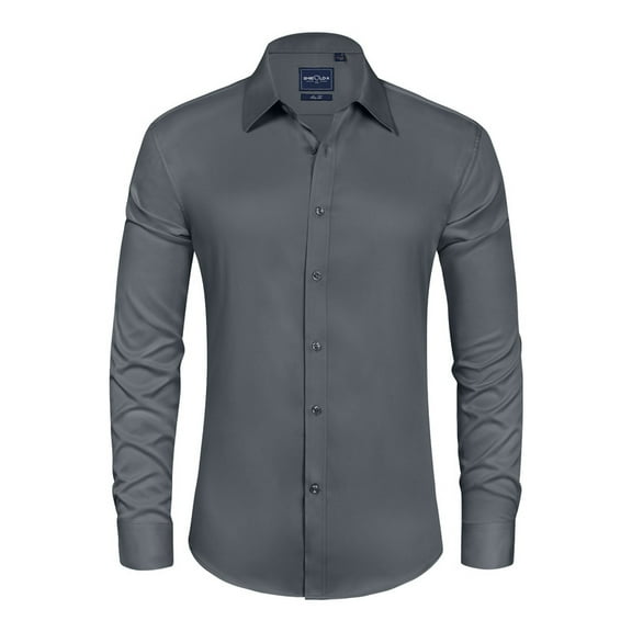 LONSSA Men's Long Sleeve Dress Shirts Stretch Stain Shield Casual Button Down Shirts