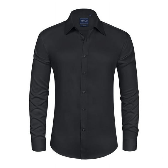LONSSA Men's Long Sleeve Dress Shirts Stretch Stain Shield Casual Button Down Shirts