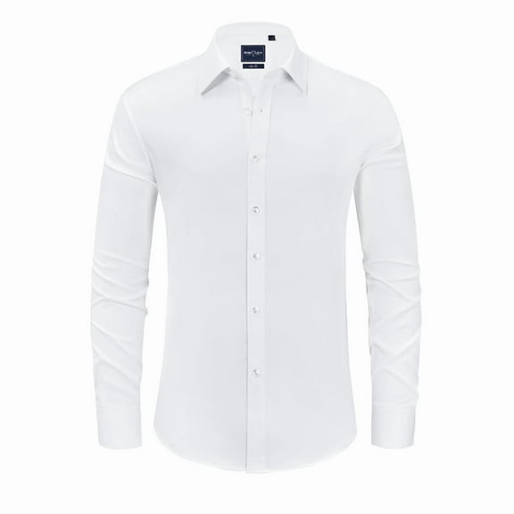LONSSA Men's Long Sleeve Dress Shirts Stretch Stain Shield Casual Button Down Shirts