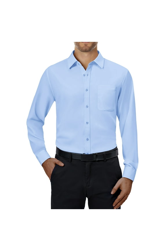 Men's Long Sleeve Stretch Dress Shirts Button Down Shirt with Pocket