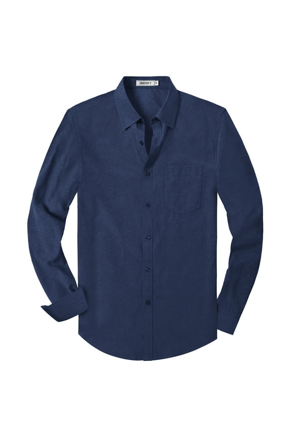 Mens Long Sleeve Shirt Casual Button Down Oxford Shirts with Pocket, Sizes S-4XL