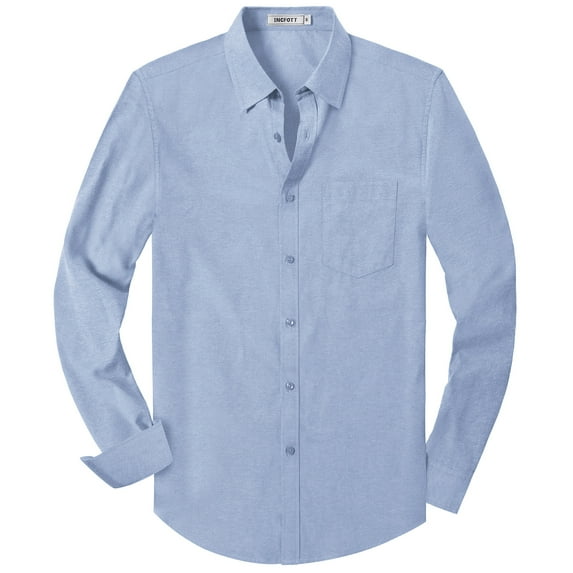 LONSSA Mens Long Sleeve Shirt Casual Button Down Oxford Shirts with Pocket, Sizes S-4XL