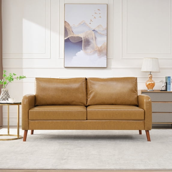 LONTAI 70.08" W Loveseat Sofa, Mid Century Modern Love Seat Couches for Living Room, Upholstered Sofa Couch for Bedroom, Soft Love Seats Furniture, Brown