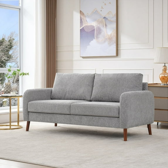 LONTAI 70.08" W Loveseat Sofa, Mid Century Modern Love Seat Couches for Living Room, Upholstered Sofa Couch for Bedroom, Soft Love Seats Furniture, Grey