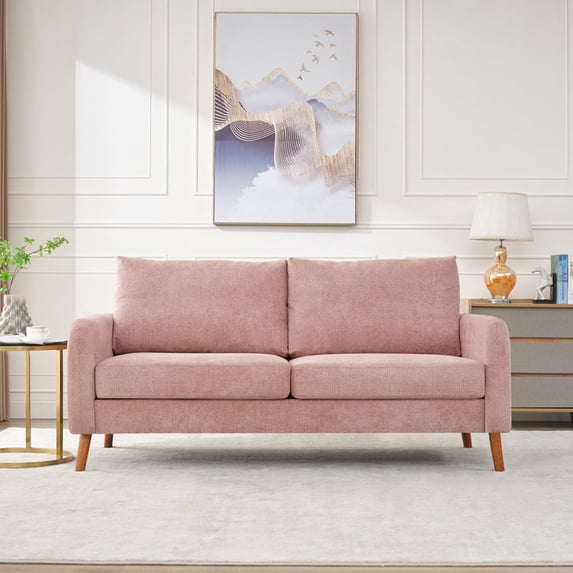LONTAI 70.08" W Loveseat Sofa, Mid Century Modern Love Seat Couches for Living Room, Upholstered Sofa Couch for Bedroom, Soft Love Seats Furniture, Pink
