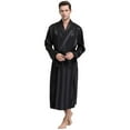 thumbnail image 1 of LONXU Men's Pajamas Long Sleeve Silk Satin Robe Luxury Drawstring Nightwear Sets S - XXXL, 1 of 3