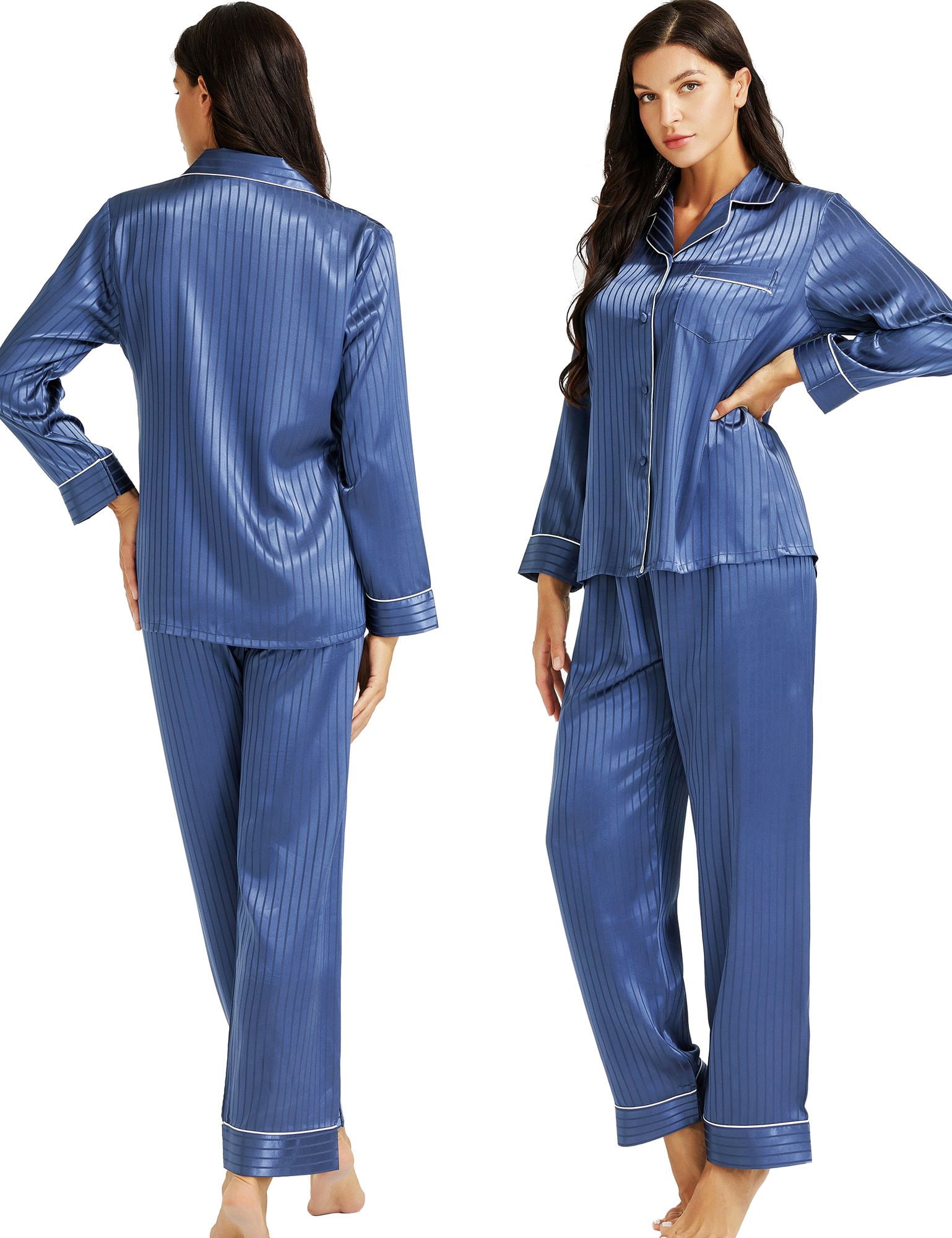 Satin Pjs Women's Full Sleeve Silk Satin Pajama Set Premium Gym