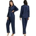 thumbnail image 1 of LONXU Womens Satin Pajama Set Long Sleeve Lounge Sets Two Piece Button Down Shirts and Pants PJs Soft Sleepwear Set Plus XS-XXXL, 1 of 7