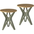 thumbnail image 1 of LONYKE Pedestal Farmhouse End Table Set of 2, Distressed Top with Tripod Base Bedside Table for Living Room, Modern, Boho, Round, Sage Green, 1 of 7
