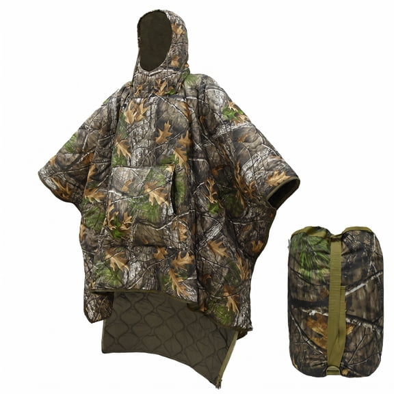 LOOGU Camo Blanket Waterproof Insulation Poncho Liner for Outdoor Camping, Hiking, Hunting, Survival, Backpacking, Picnicking