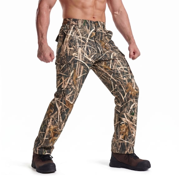 LOOGU Camo Hunting Pants for Men Water-Resistant Quiet & Matte Turkey Hunting Camo Pants for Men with 6 Pockets