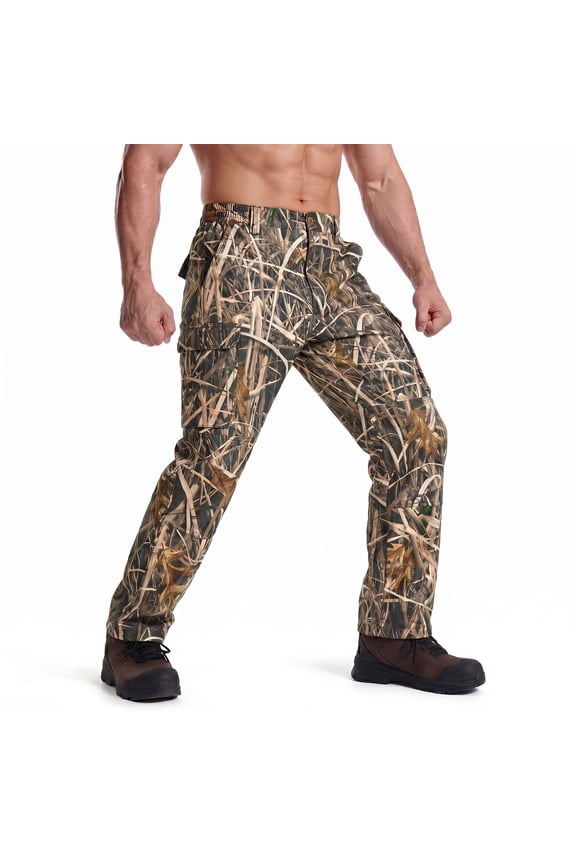 Camo Hunting Pants for Men Water-Resistant Quiet & Matte Turkey Hunting Camo Pants for Men with 6 Pockets