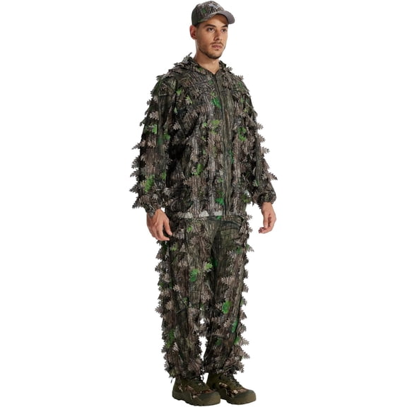 LOOGU Hunting Ghillie Suit, 3D Leafy Camo Suit Military and Shooting Accessories Tactical Gear Clothing