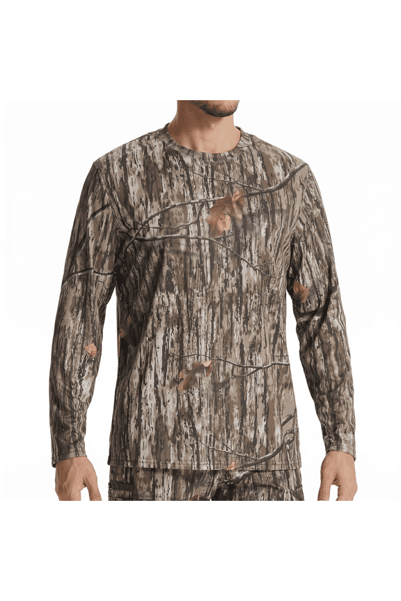 Men's Hunting Camo Shirt Lightweight, Camouflage Shirts for Men Long Sleeve Shirt for Hunting Hiking