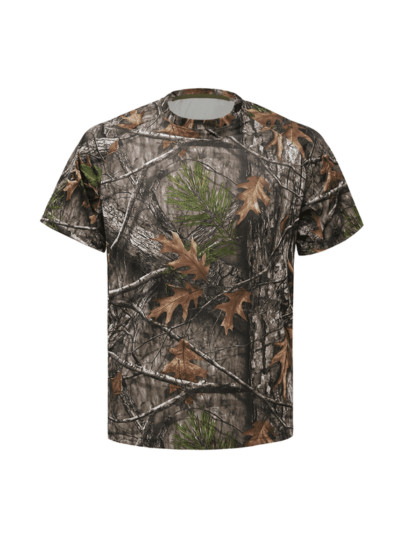 Mens Camo Shirts, Camouflage T Shirt Hunting, Performance Shirts Crewneck Short Sleeve Tee for Men