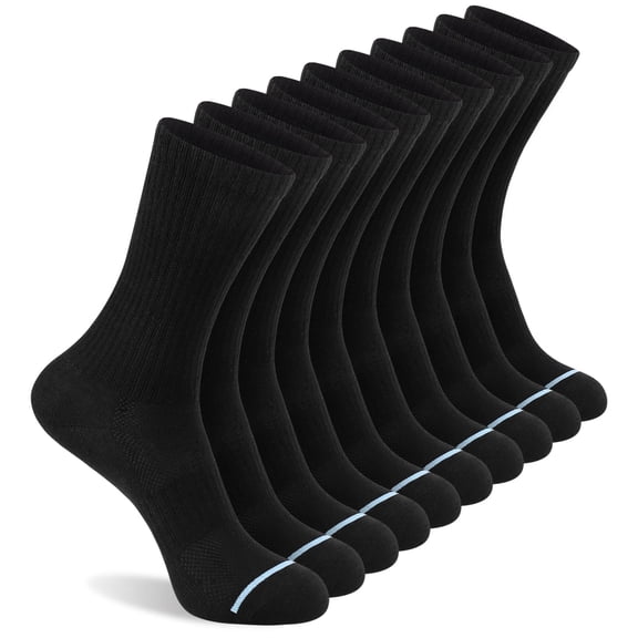 LOOIKOOS 10 Pairs Crew Socks for Women, Womens Crew Socks Lightweight Thin Long Socks with Arch Support High Socks Women Casual Socks Black